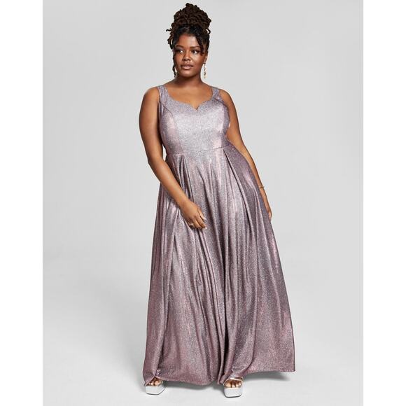 B Darlin Women's Metallic Prom Evening Dress Fuschia/Silver Plus Size 18W - Picture 1 of 4